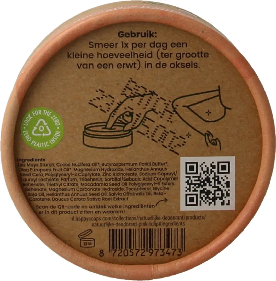 HappySoaps Natuurlijke Deodorant Gevoelige Huid Pink Tulip 50ml