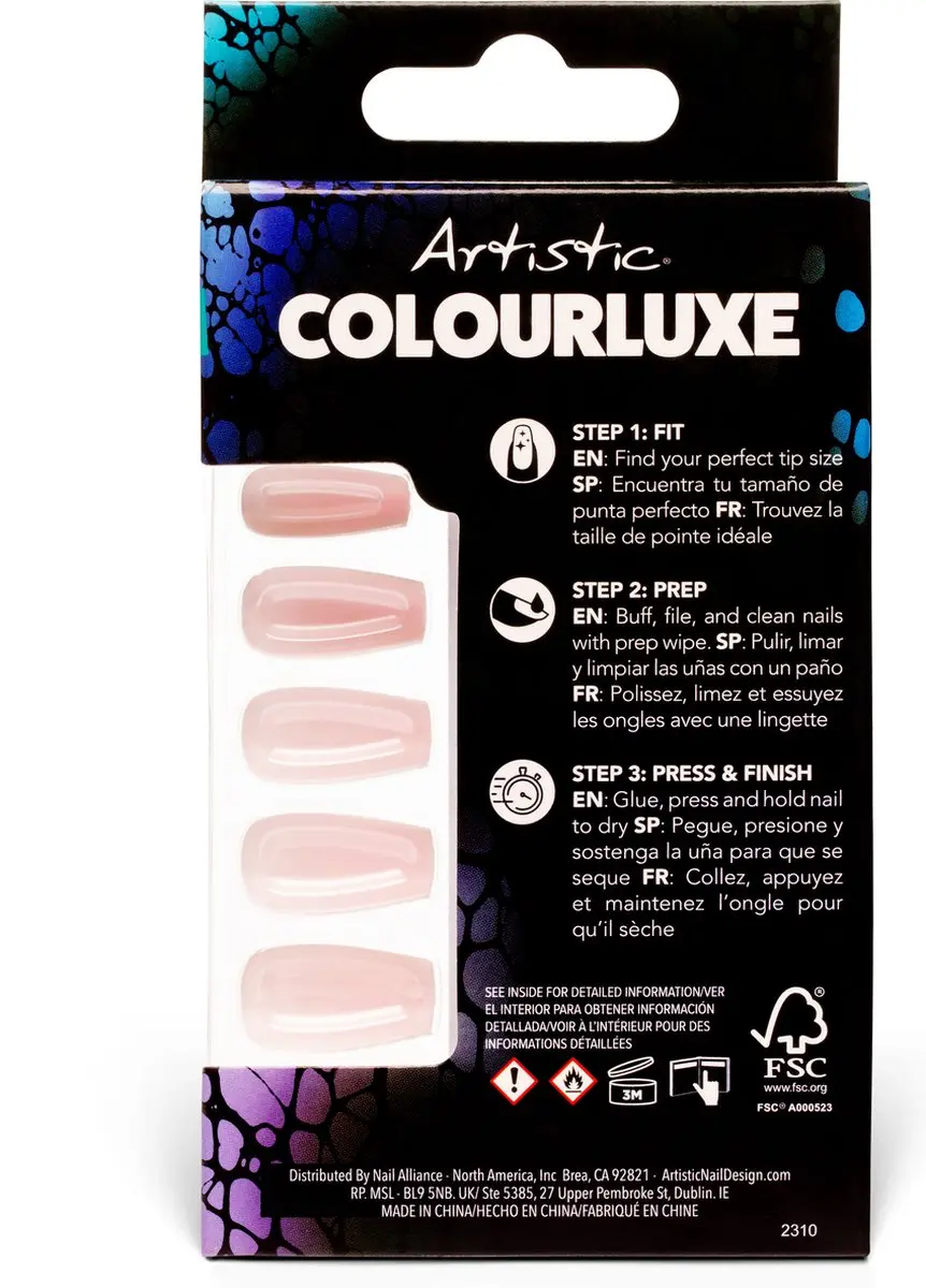 Artistic Nail Design Colourluxe Press On Tips Short Coffin - 30 Stuks