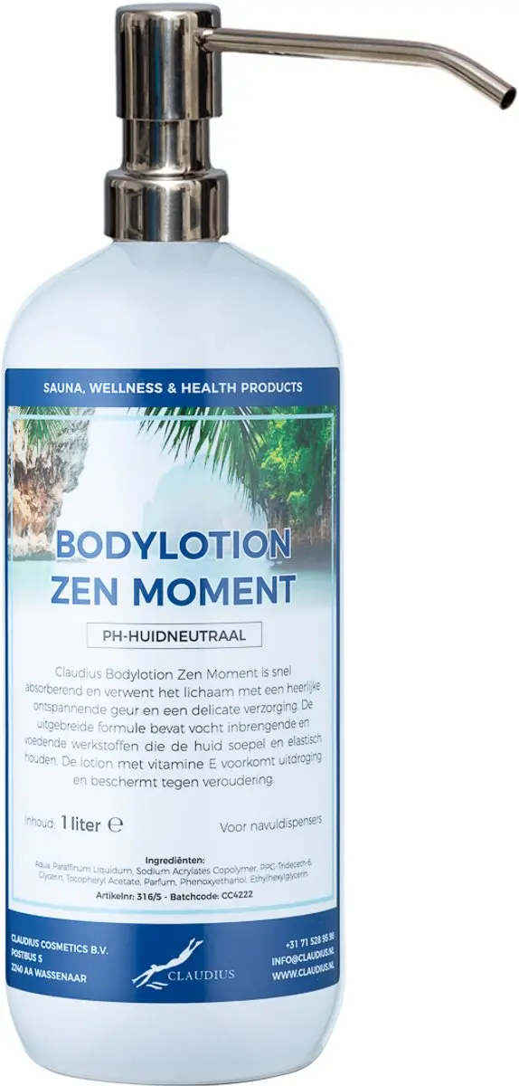 Splashbox Cosmetics Bodylotion Zen Moment 1L - RVS Zilverkleurige Pomp