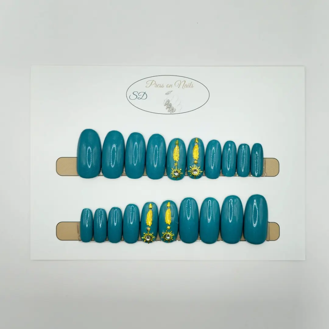 SD Press on Nails B-274 Plaknagels - 20 Stuks - Blauwgroen