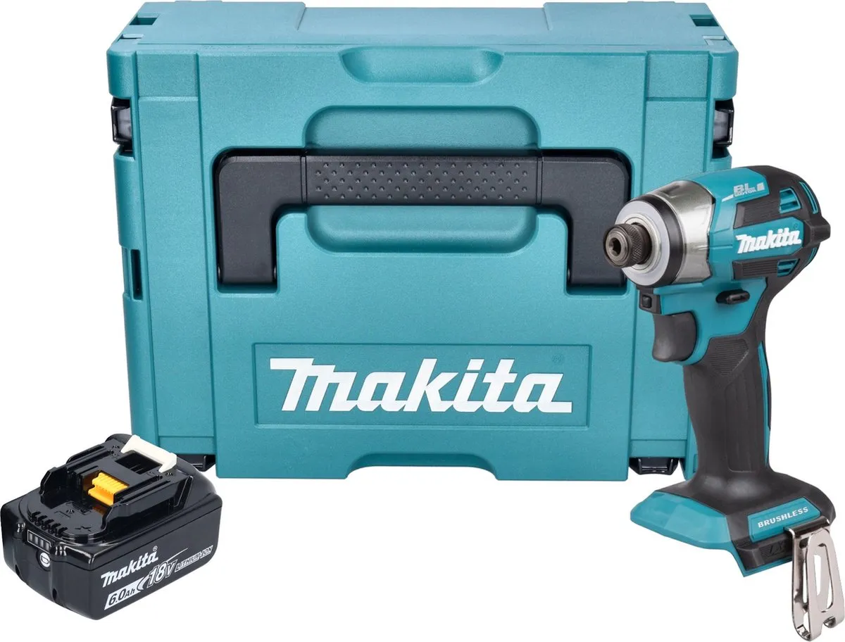 Makita DTD 173 G1J accu slagmoersleutel 18 V 180 Nm 1/4" borstelloos + 1x oplaadbare accu 6.0 Ah + Makpac - zonder oplader