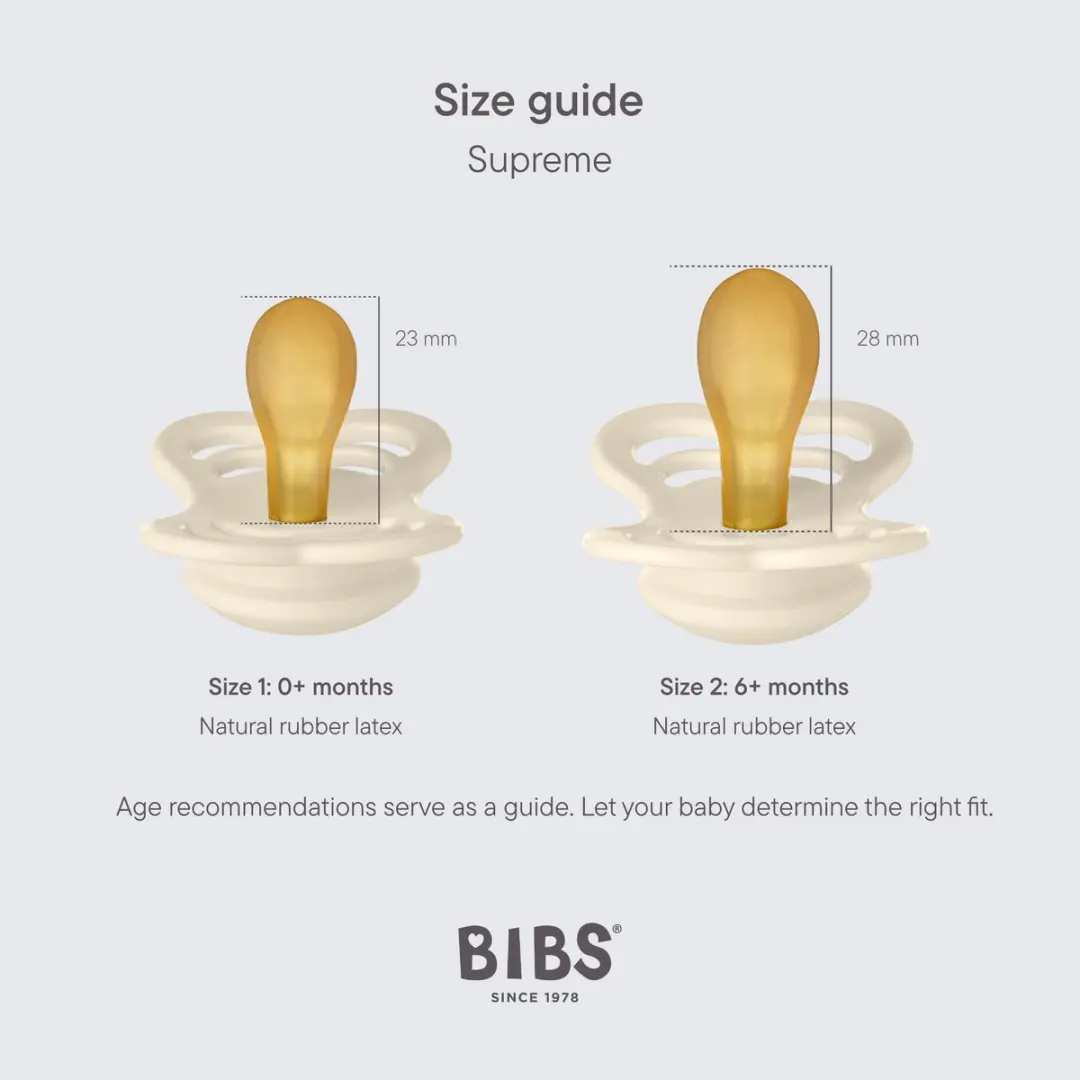 BIBS Supreme Speen Maat 1 - 2 Stuks - Natuurlijk Rubber - Ivory/Blush