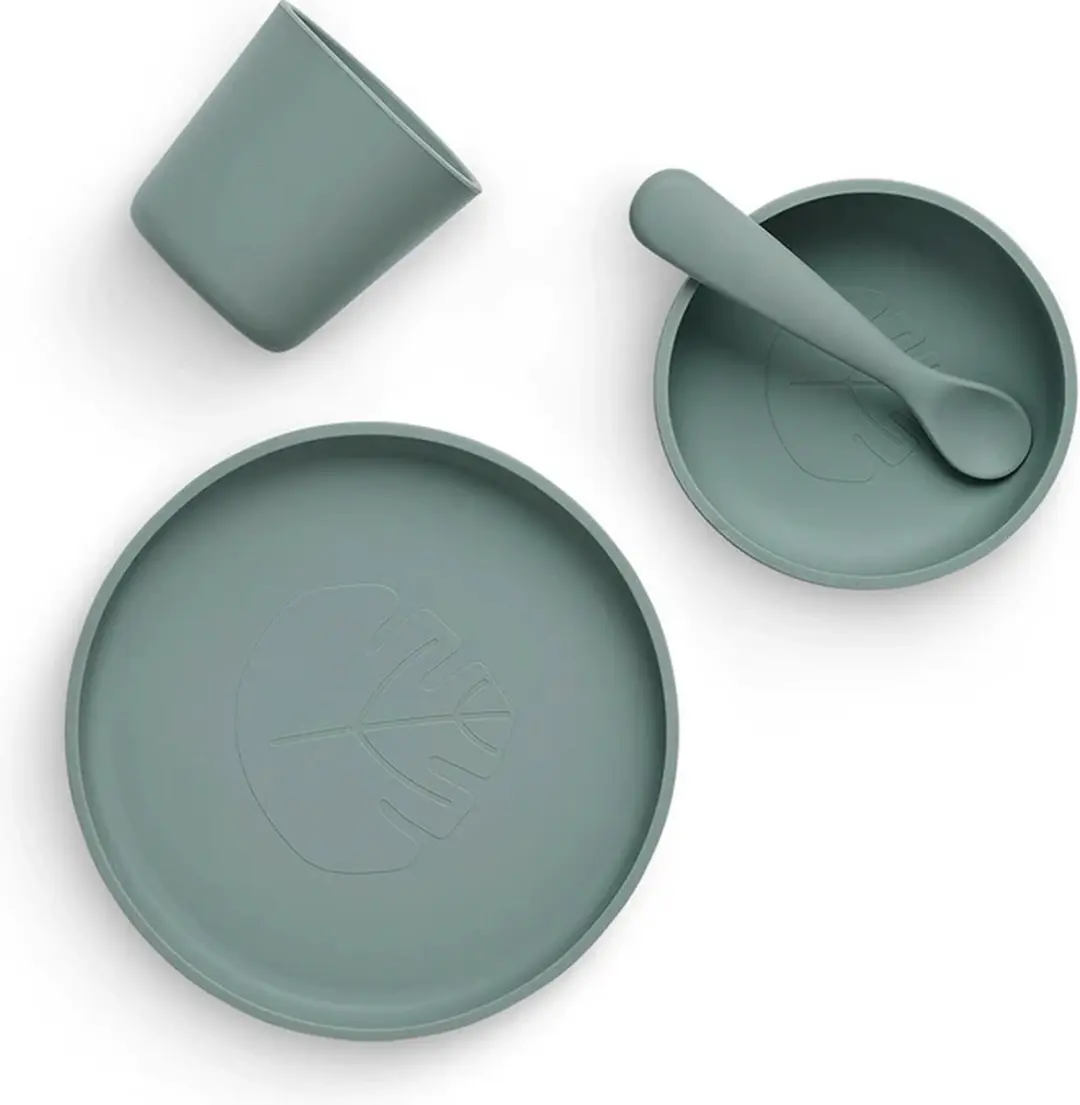 Jollein Kinderserviesset Siliconen Ash Green - 4-delig