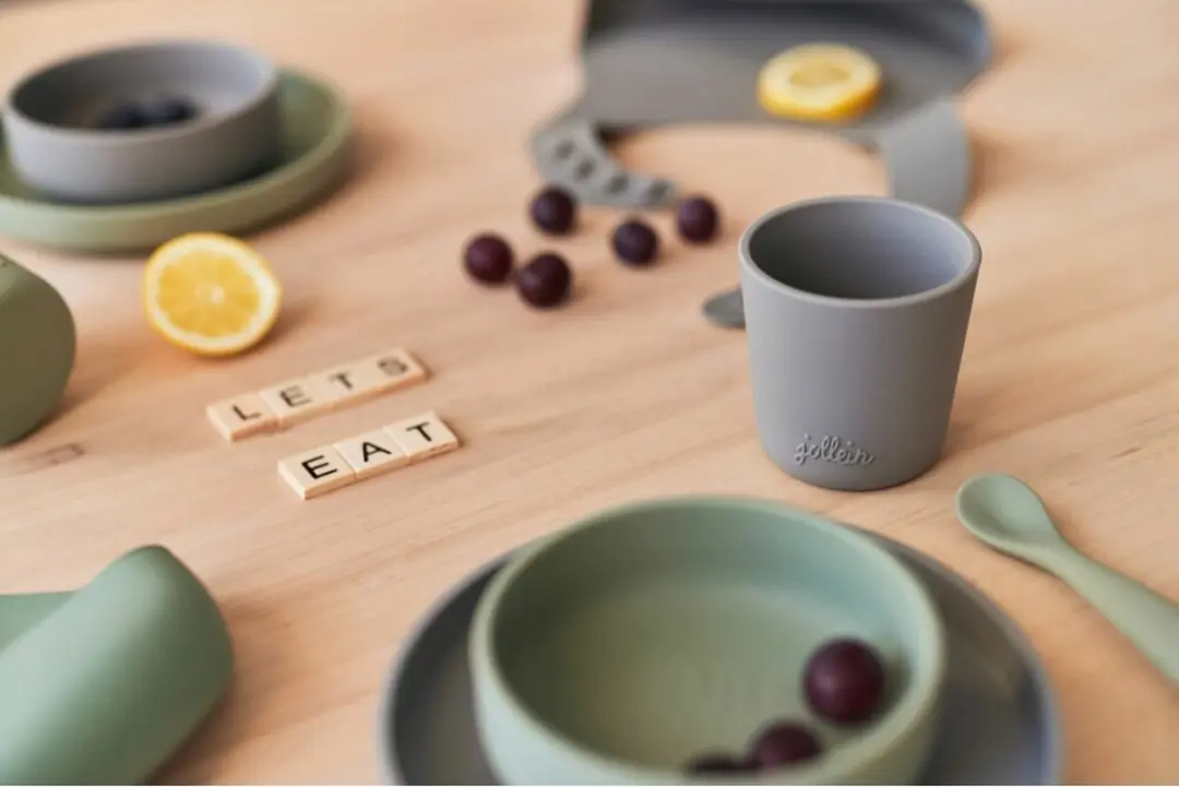 Jollein Kinderserviesset Siliconen Ash Green - 4-delig - afbeelding 6 van 6
