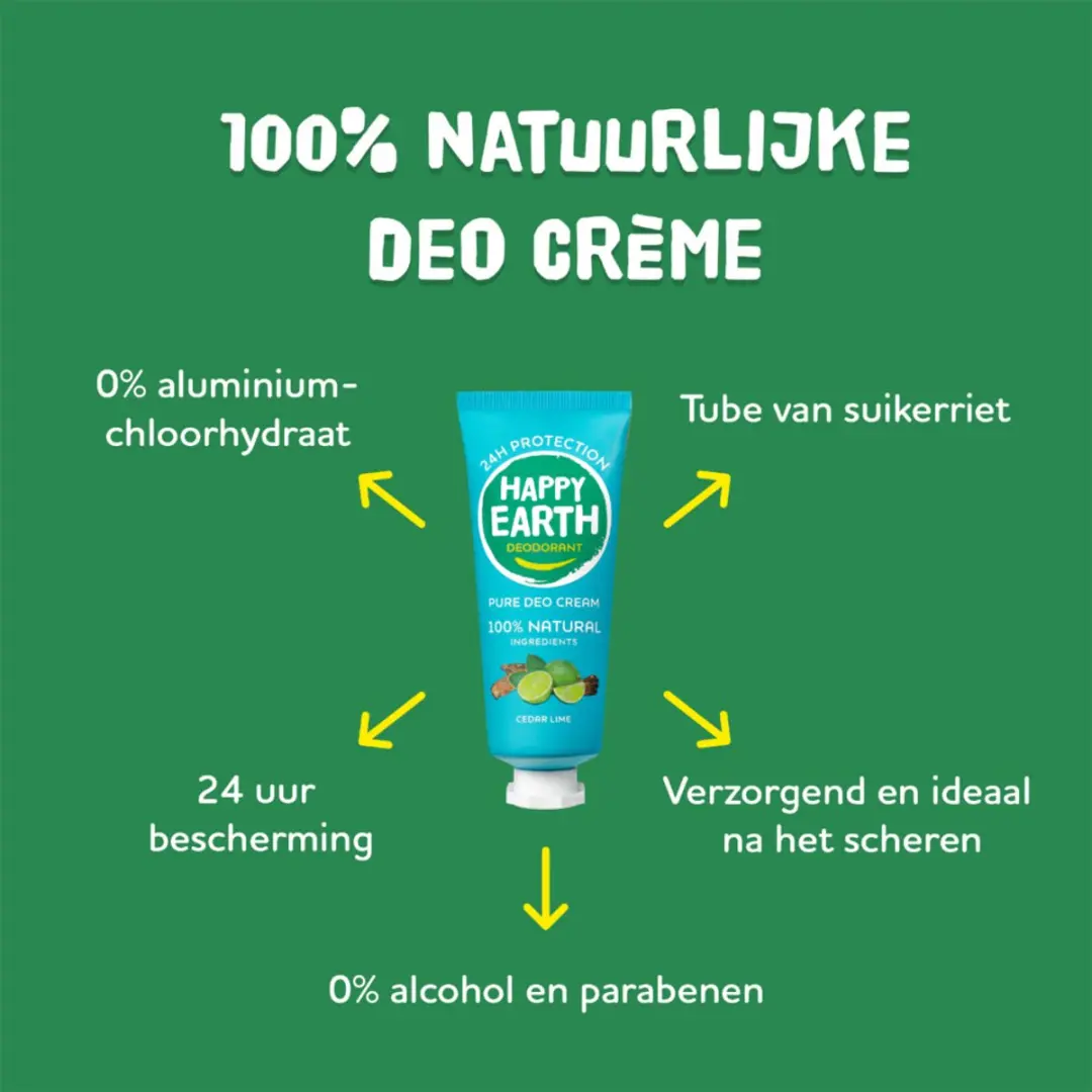 Happy Earth Deodorant Crème Cedar Lime 40ml