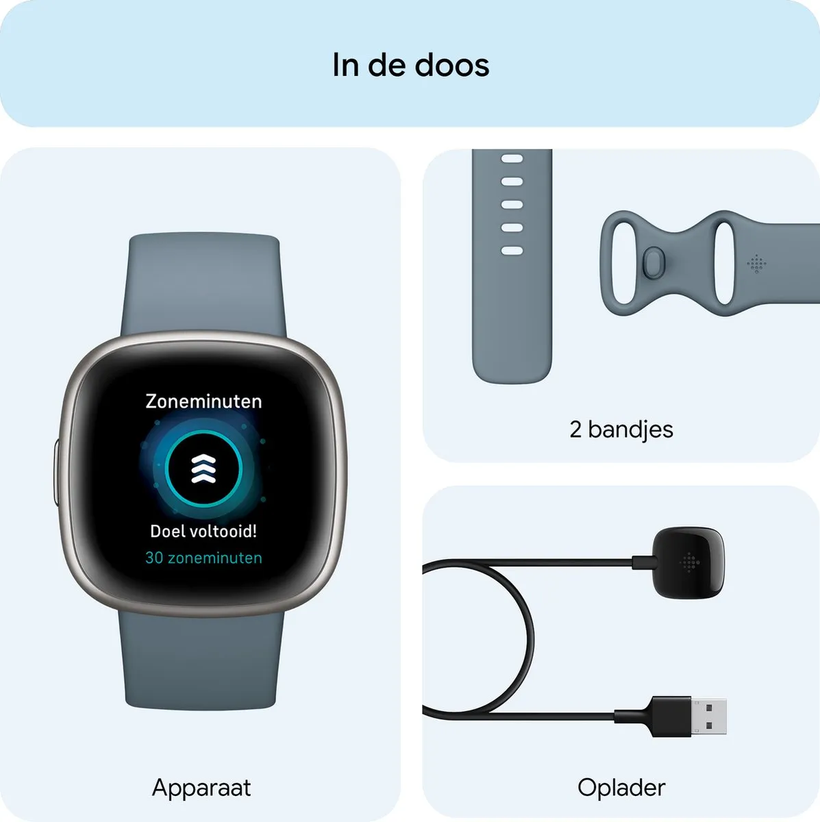 Fitbit Versa 4 Smartwatch - 40mm - Blauw - afbeelding 6 van 6