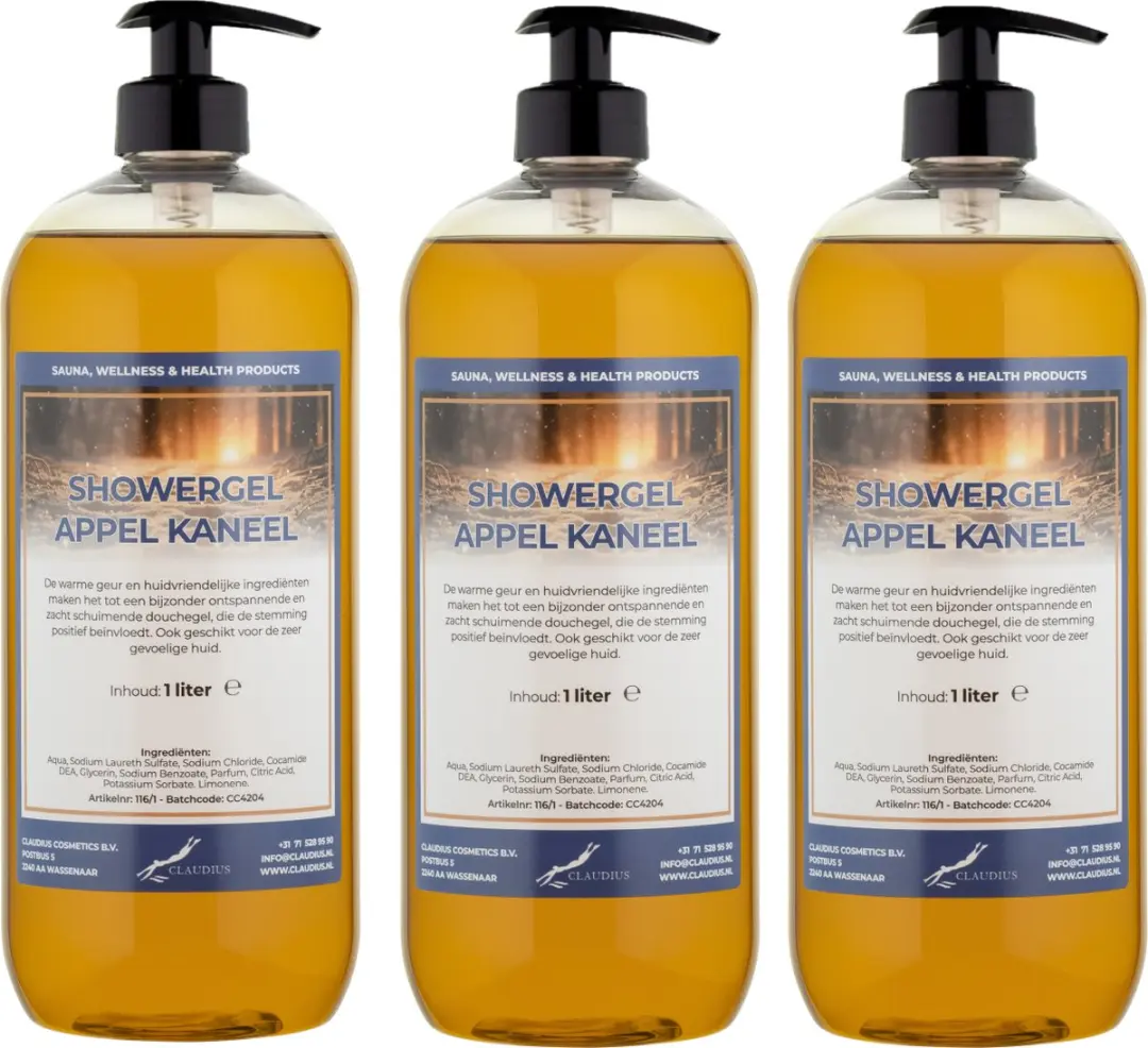 Splashbox Cosmetics Douchegel Appel-Kaneel 1L - 3 Stuks