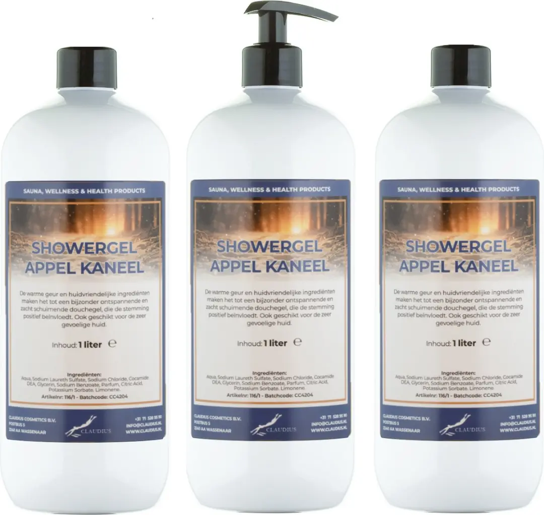 Splashbox Cosmetics Douchegel Appel-Kaneel 1L - 3 Stuks