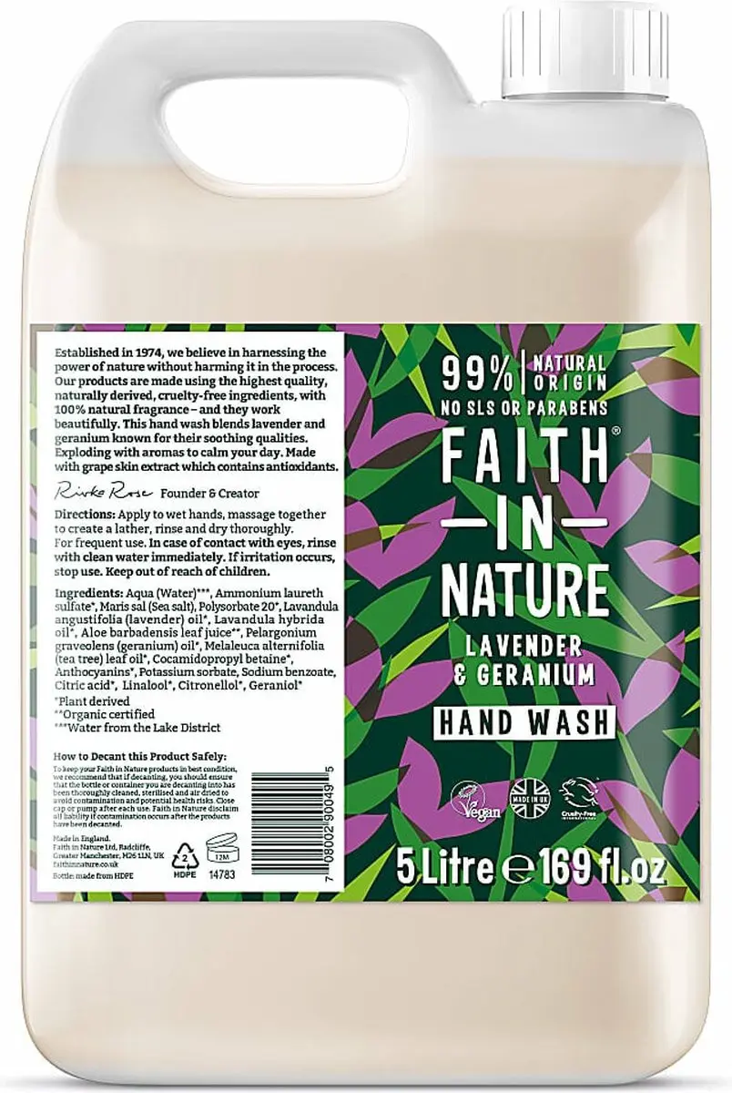 Faith In Nature Handzeep Lavendel & Geranium 5L