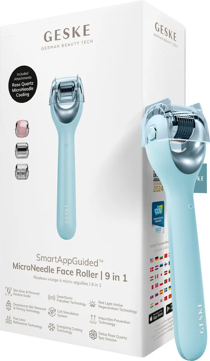 GESKE SmartAppGuided MicroNeedle Face Roller 9-in-1 - Rozenkwarts