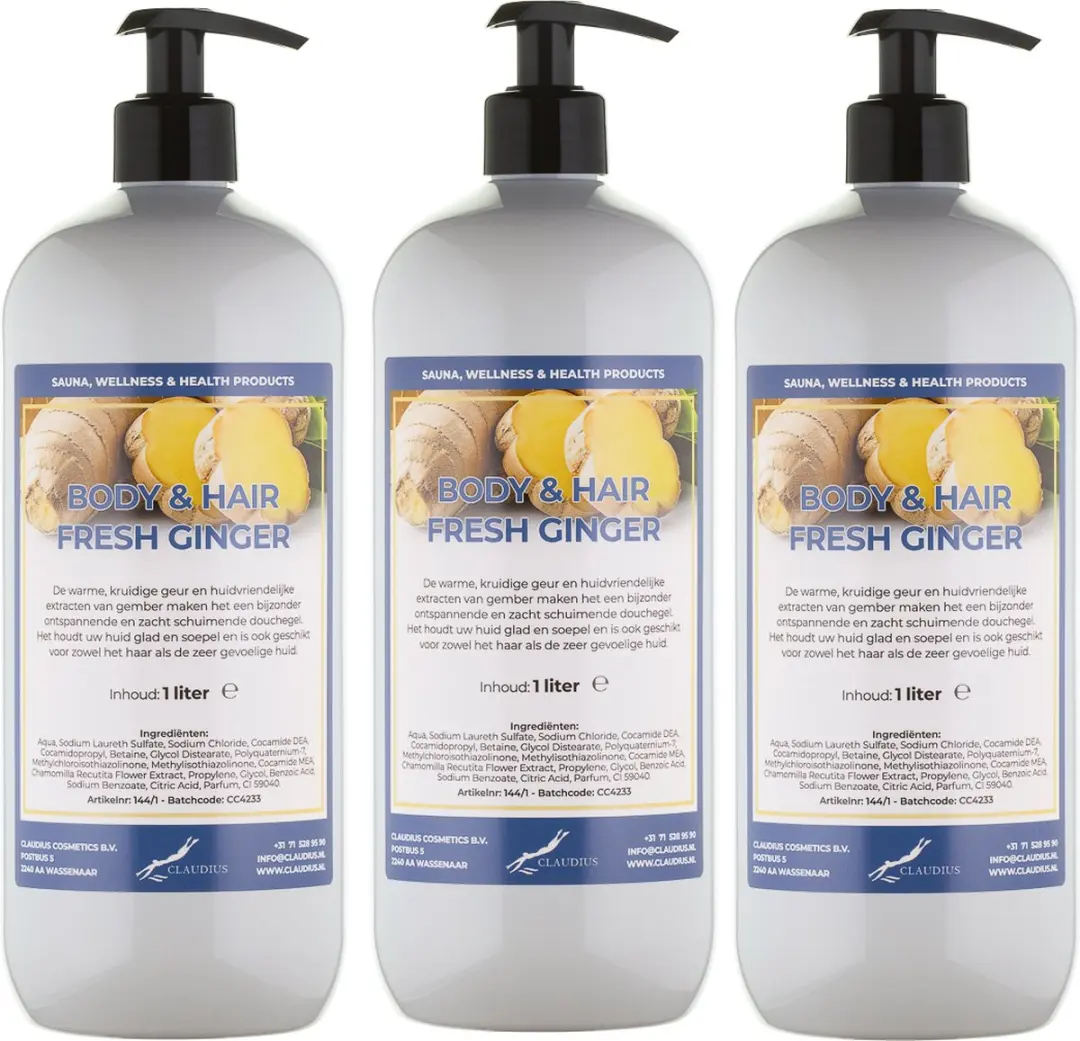 Splashbox Cosmetics Fresh Ginger 1L Body & Hair Set - 3 Stuks