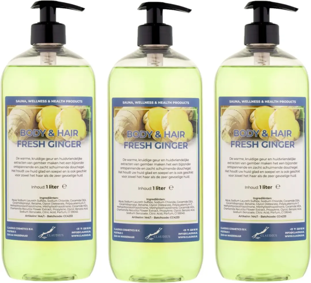 Splashbox Cosmetics Fresh Ginger 1L Body & Hair Set - 3 Stuks