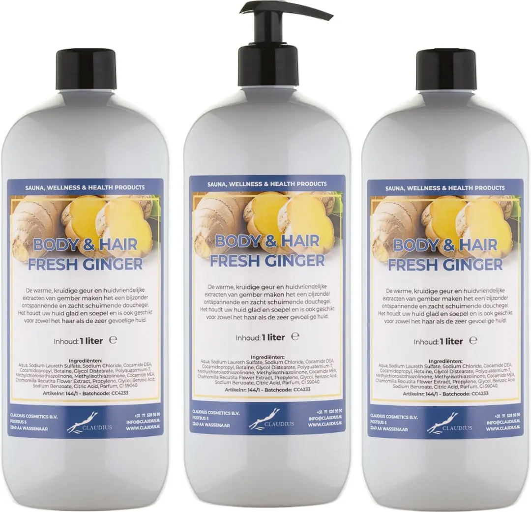 Splashbox Cosmetics Fresh Ginger 1L Body & Hair Set - 3 Stuks