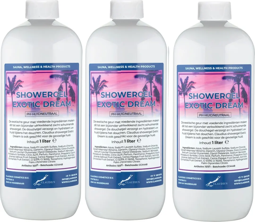 Splashbox Cosmetics Claudius Douchegel Exotic Dream 1L - 3 Stuks