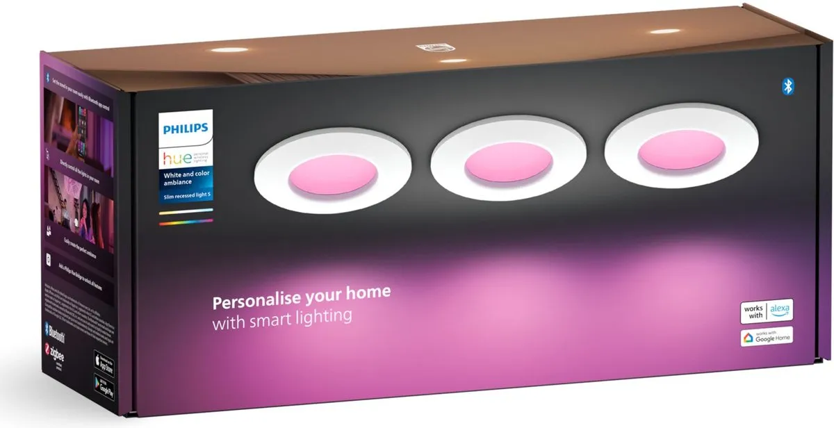 Philips Hue Inbouwspot RGB - 3 Stuks Ø90mm