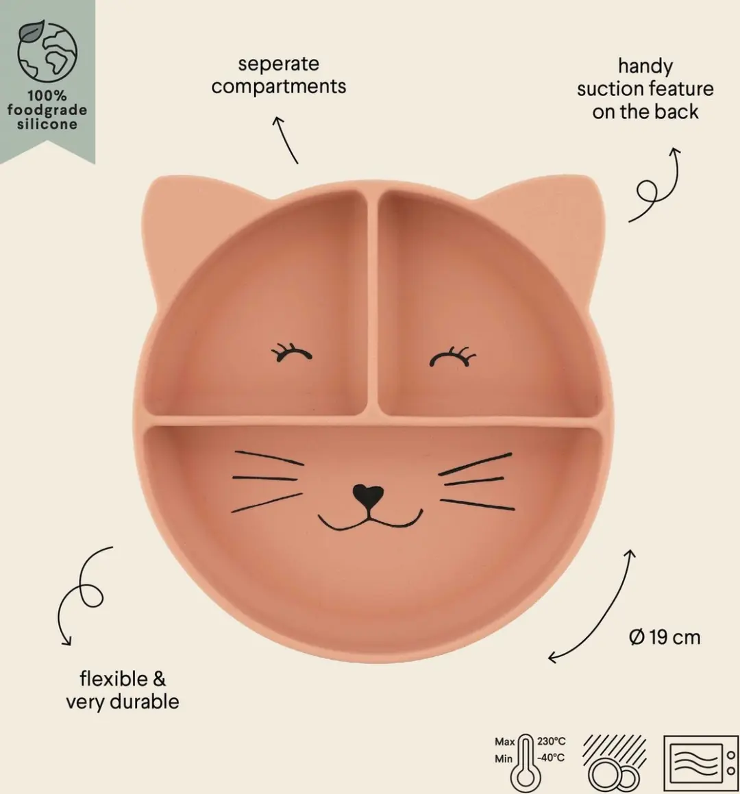 Trixie Kinderbord Mrs. Cat Siliconen - Roze - afbeelding 6 van 6