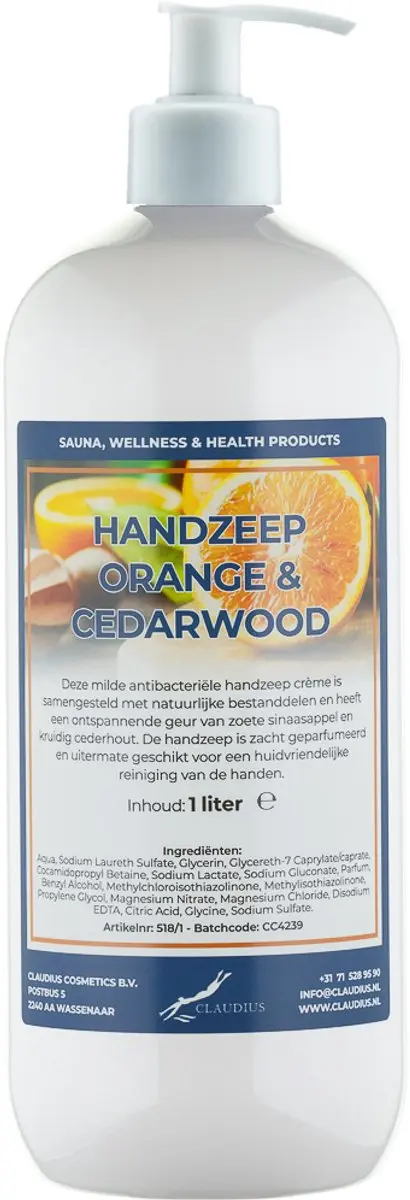 Splashbox Cosmetics Handzeep Sweet Orange & Cedarwood 1L
