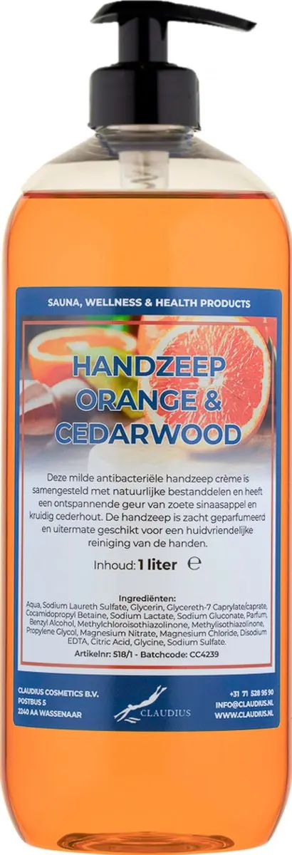 Splashbox Cosmetics Handzeep Sweet Orange & Cedarwood 1L