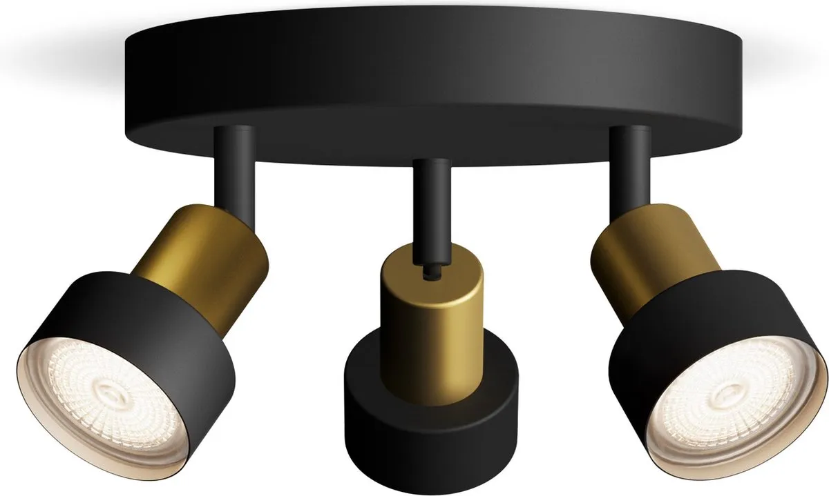 Philips Hue Conduit Opbouwspot Zwart/Goud - 3x GU10 Warm tot Koelwit