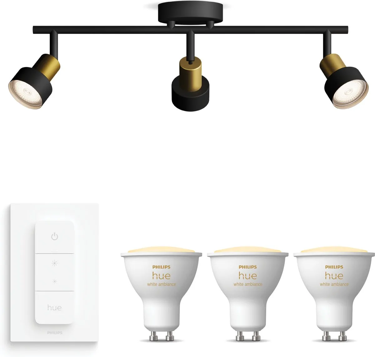 Philips Hue Conduit Opbouwspot Zwart/Goud - 3x GU10 Warm tot Koelwit