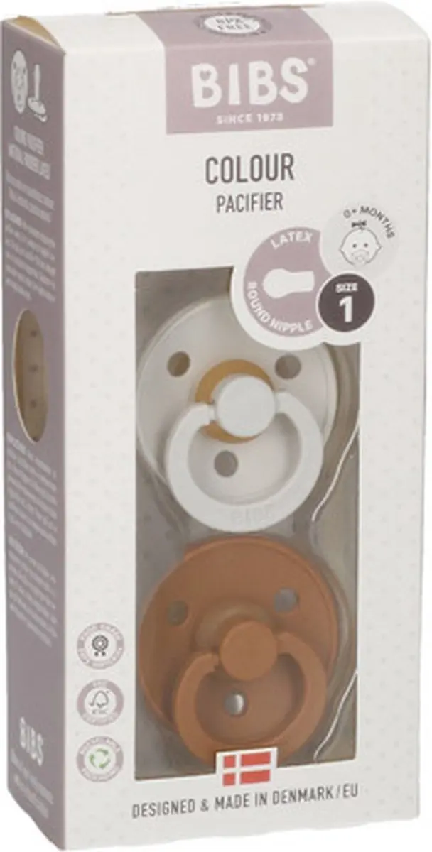 BIBS Colour Pacifier Stage 1 - 2 Stuks - Haze/Caramel