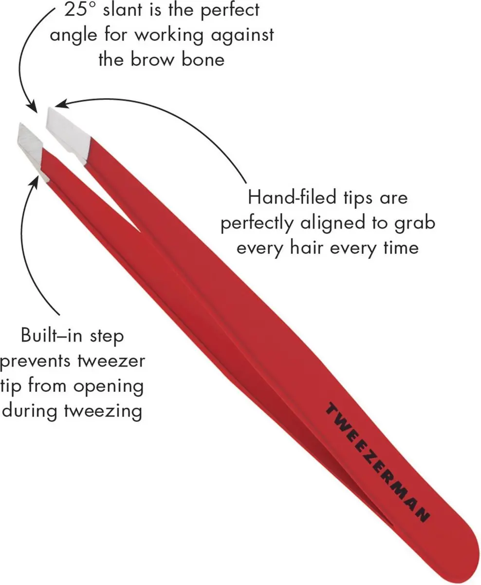Tweezerman Slant Signature Red Wenkbrauwpincet - Roestvrij staal