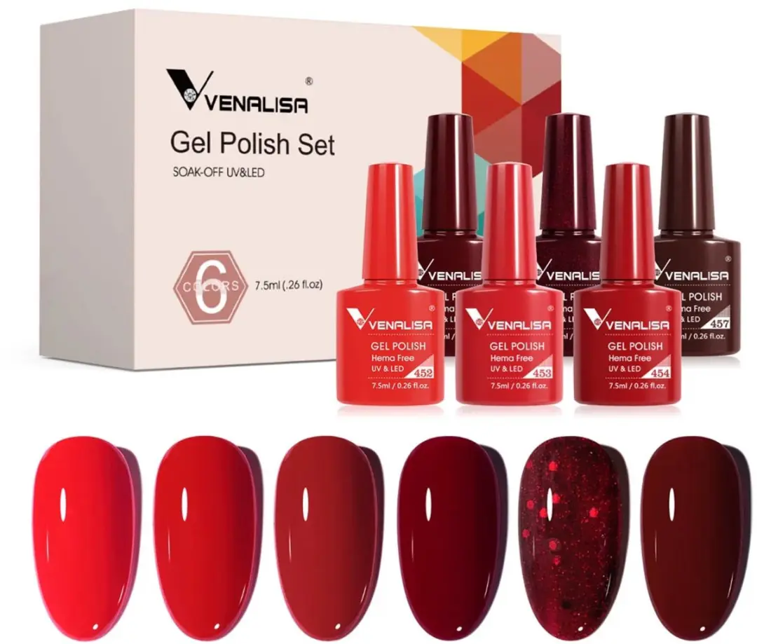 Venalisa UV Gellak Rood - 45ml (6x7,5ml) - 2 Stuks