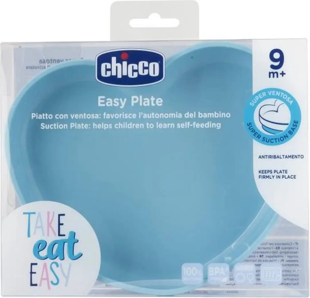 Chicco Hartvormig Siliconen Bordje 9M+ - Blauw