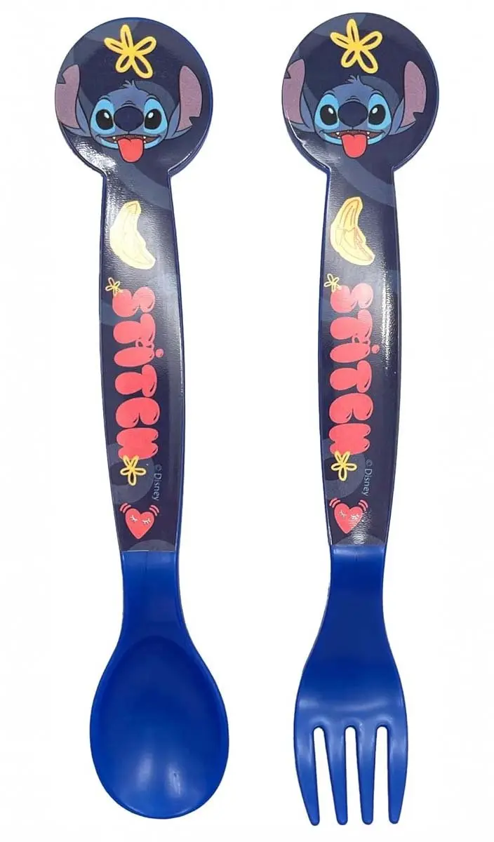 Disney Stitch Bestekset Lepel & Vork Palms Patroon - Blauw