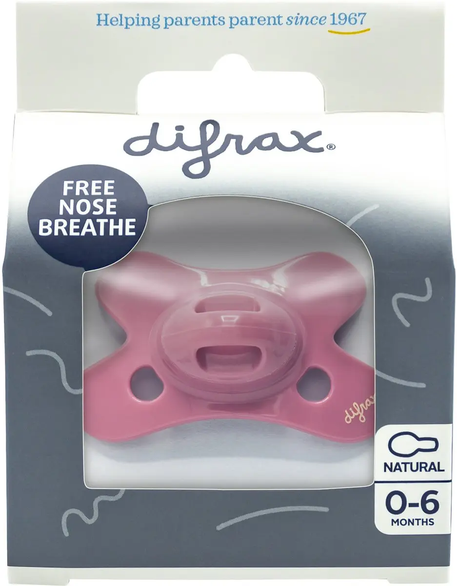 Difrax Fopspeen Natural Siliconen 0-6 Maanden - Roze