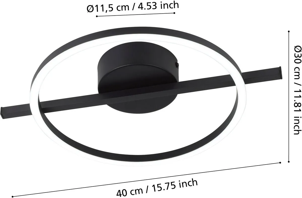 Eglo Gambulaga 1 Plafondlamp 40cm - RGB & Wit - Dimbaar - Zwart/Wit