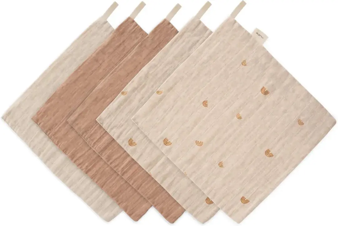 Mushie Monddoekjes Muslin Cotton - 5 Stuks - Blauw