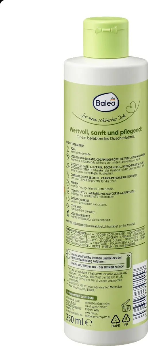 Balea Douchegel Hennepzaad & Papaya 2x250ml