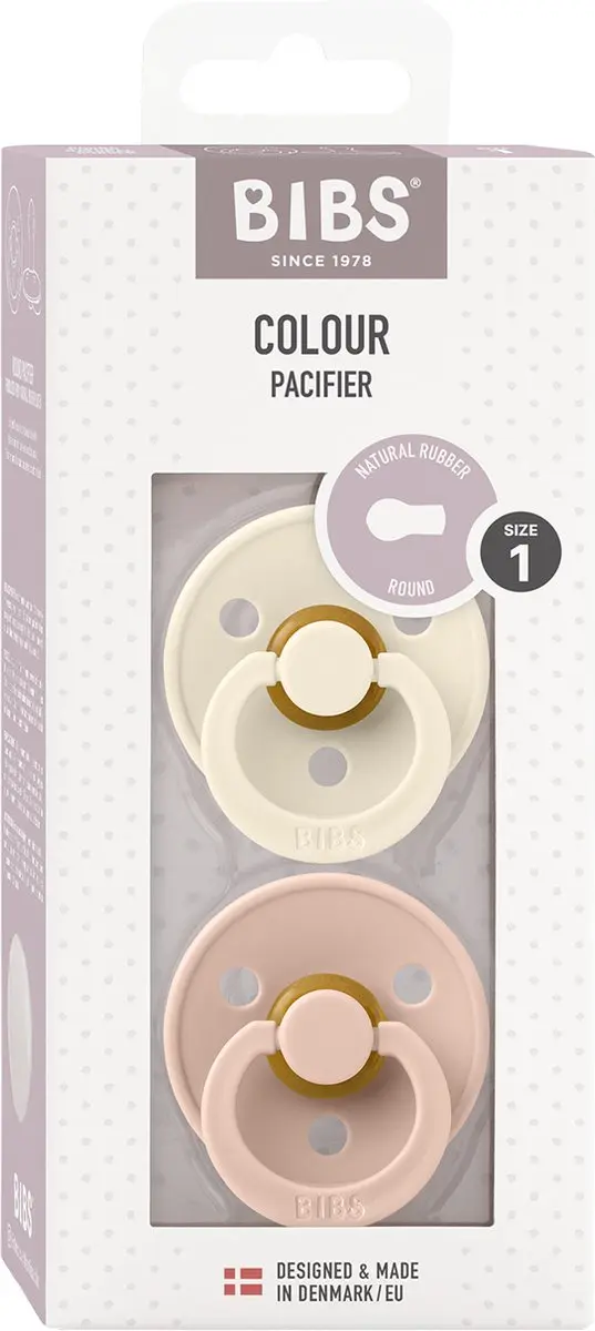 BIBS Colour Speen - 2 Stuks - Maat 1 (0-6m) - Ivory/Blush