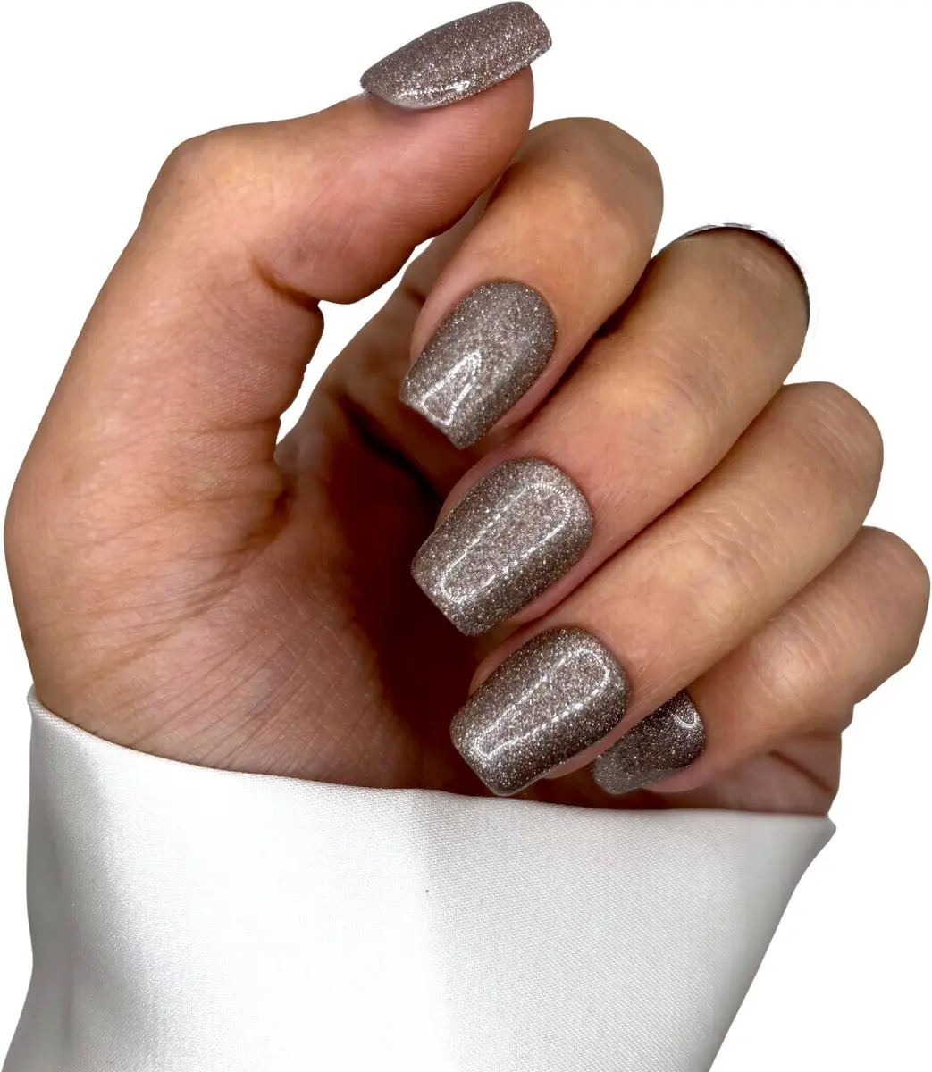 SD Press on Nails Rose Gold Glitter XS Coffin