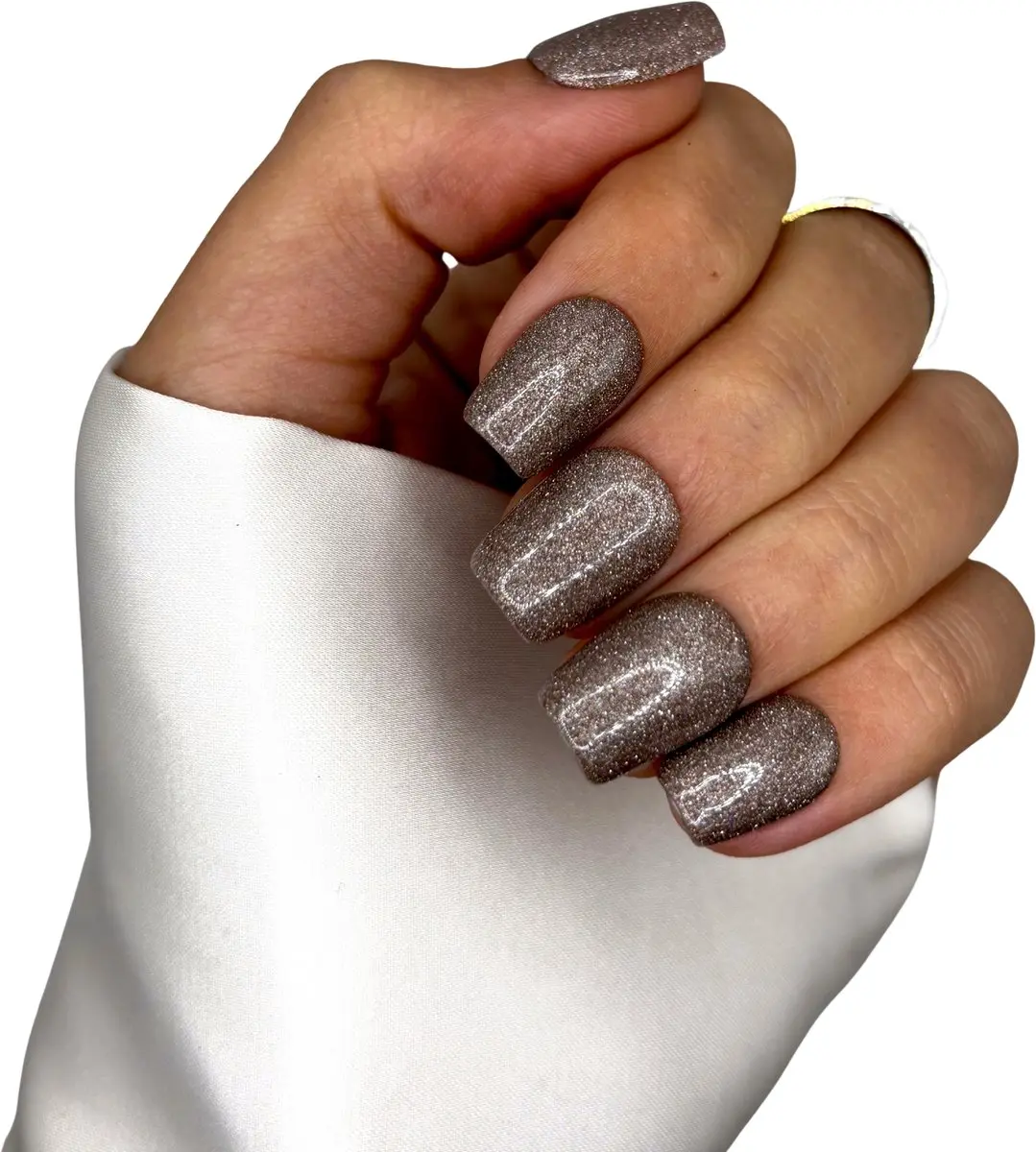 SD Press on Nails Rose Gold Glitter XS Coffin - 20 Stuks