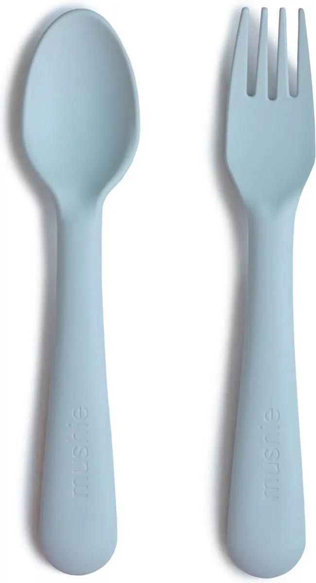 Mushie Kinderservies Bestek Powder Blue - 2-delig