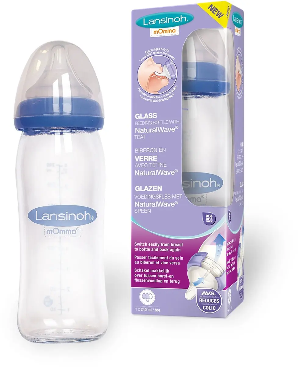 Lansinoh Glazen Fles 240ml - Paars/Wit - afbeelding 6 van 6