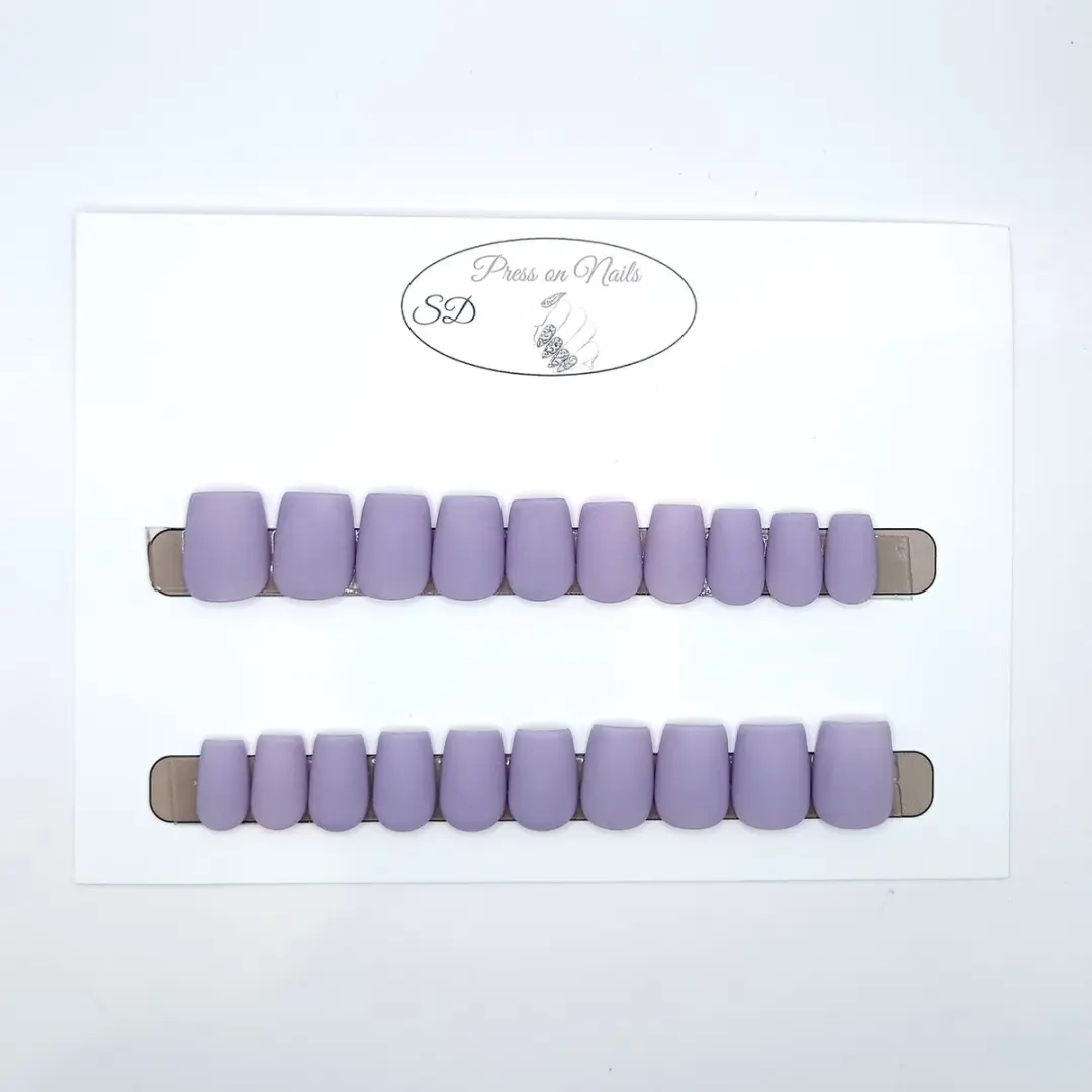 SD Press on Nails B-124 Plaknagels - XS Coffin - Lila Matte