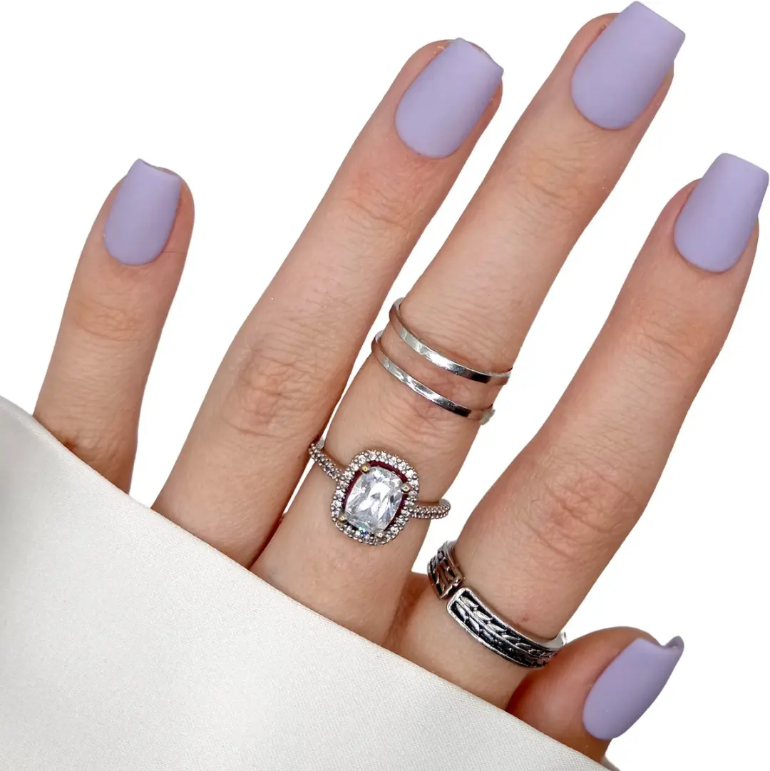 SD Press on Nails B-124 Plaknagels - XS Coffin - Lila Matte