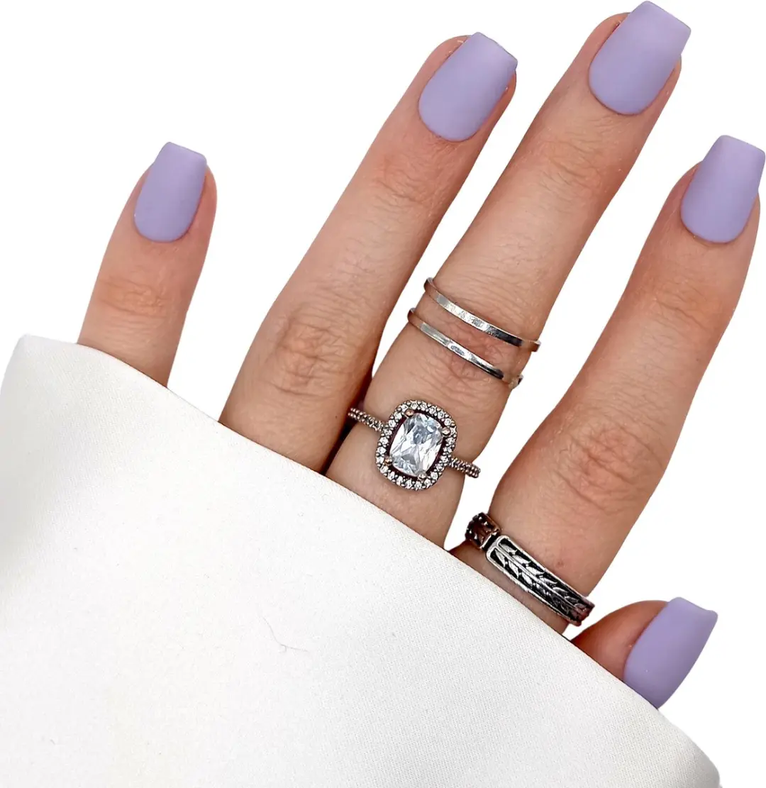 SD Press on Nails B-124 Plaknagels - XS Coffin - Lila Matte