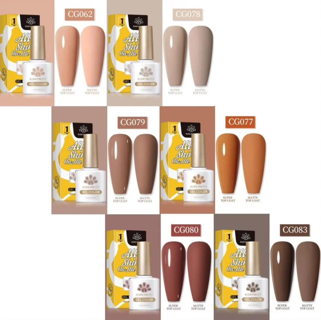Born Pretty Gellak Set 6x10ml - Bruin/Nude/Donkergrijs