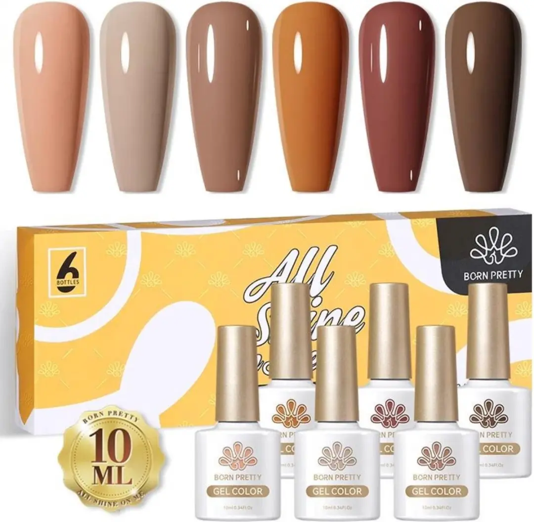 Born Pretty Gellak Set 6x10ml - Bruin/Nude/Donkergrijs