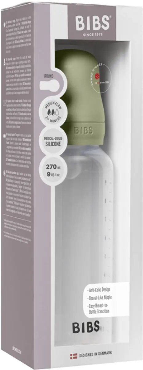 BIBS Fles Medium Flow 270ml - Sage