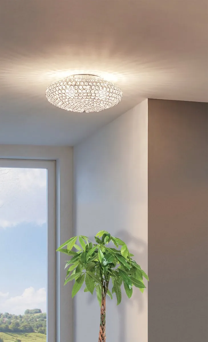 Eglo Clemente Plafondlamp 3 Lichts Ø450mm - Chroom - afbeelding 6 van 6