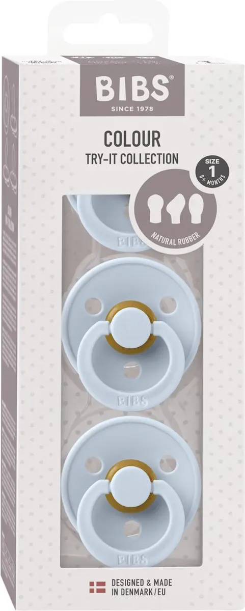 BIBS Colour Try-It Collectie Fopspenen - 3 Stuks - Baby Blue