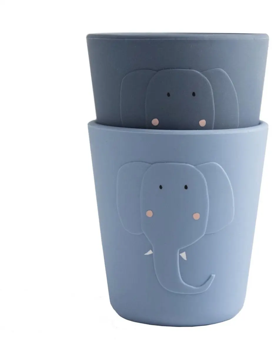 Trixie Siliconen Beker Mrs. Elephant 2 Stuks - 0,2L - Blauw