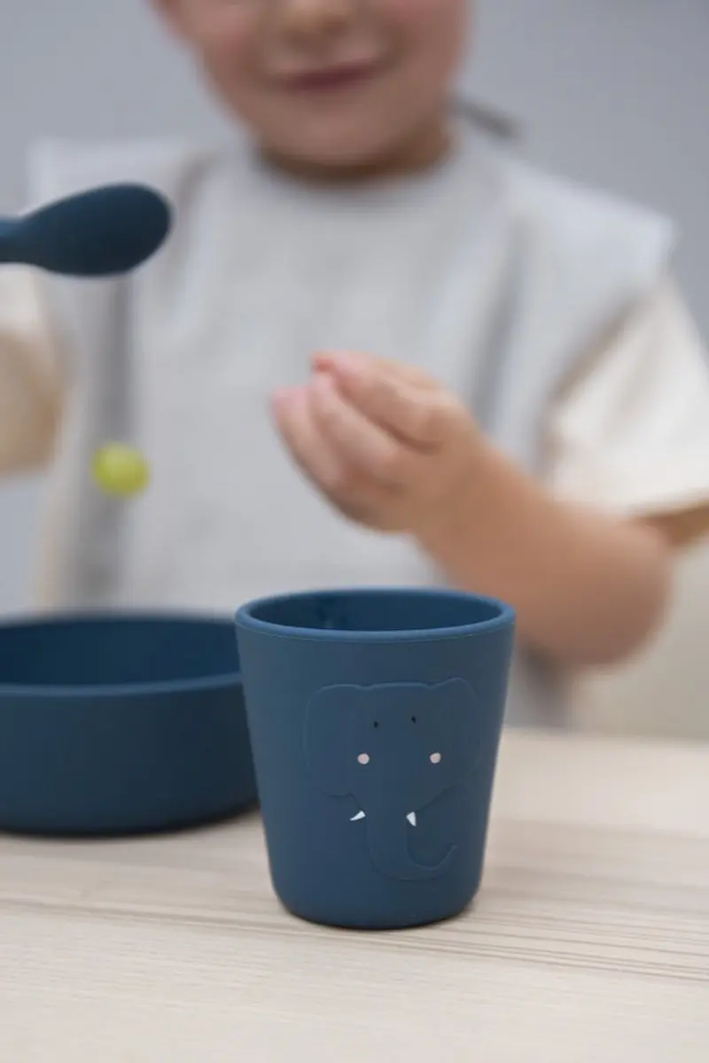 Trixie Siliconen Beker Mrs. Elephant 2 Stuks - 0,2L - Blauw