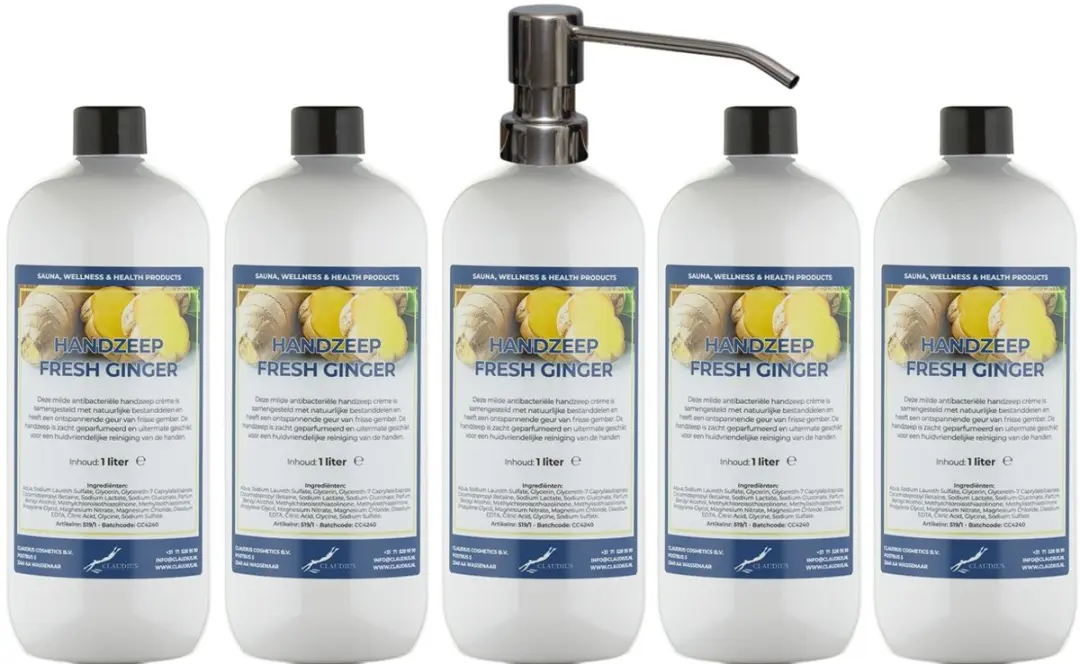 Splashbox Cosmetics Handzeep Fresh Ginger 1L - 5 Stuks