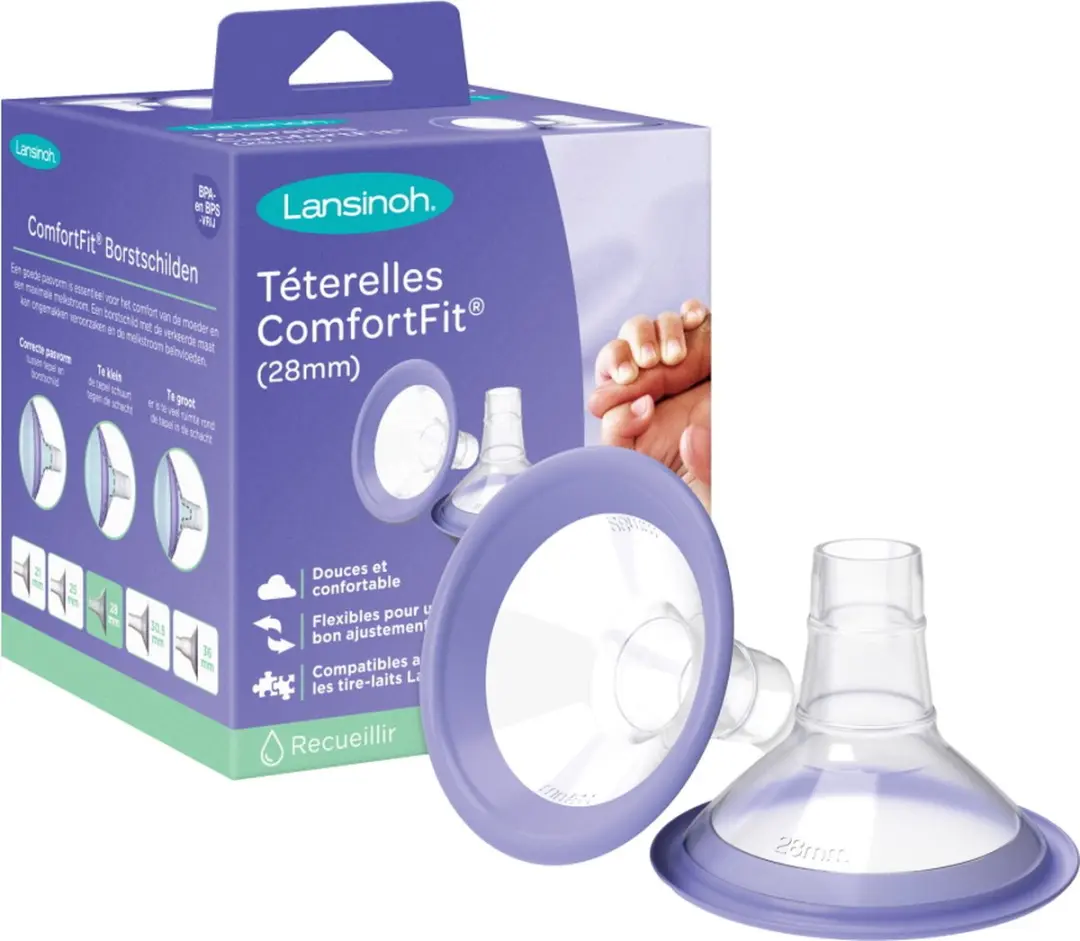 Lansinoh Borstschilden Comfort Fit 28mm - 2 Stuks - Paars/Transparant
